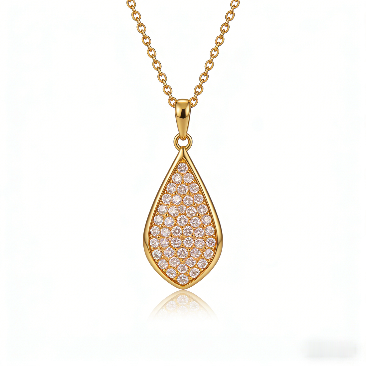 💎 "Full Pave Teardrop Gold Necklace" – Dainty Gold Chain | Teardrop Pendant Paved with Micro CZ | Sparkle for Evening 🌟