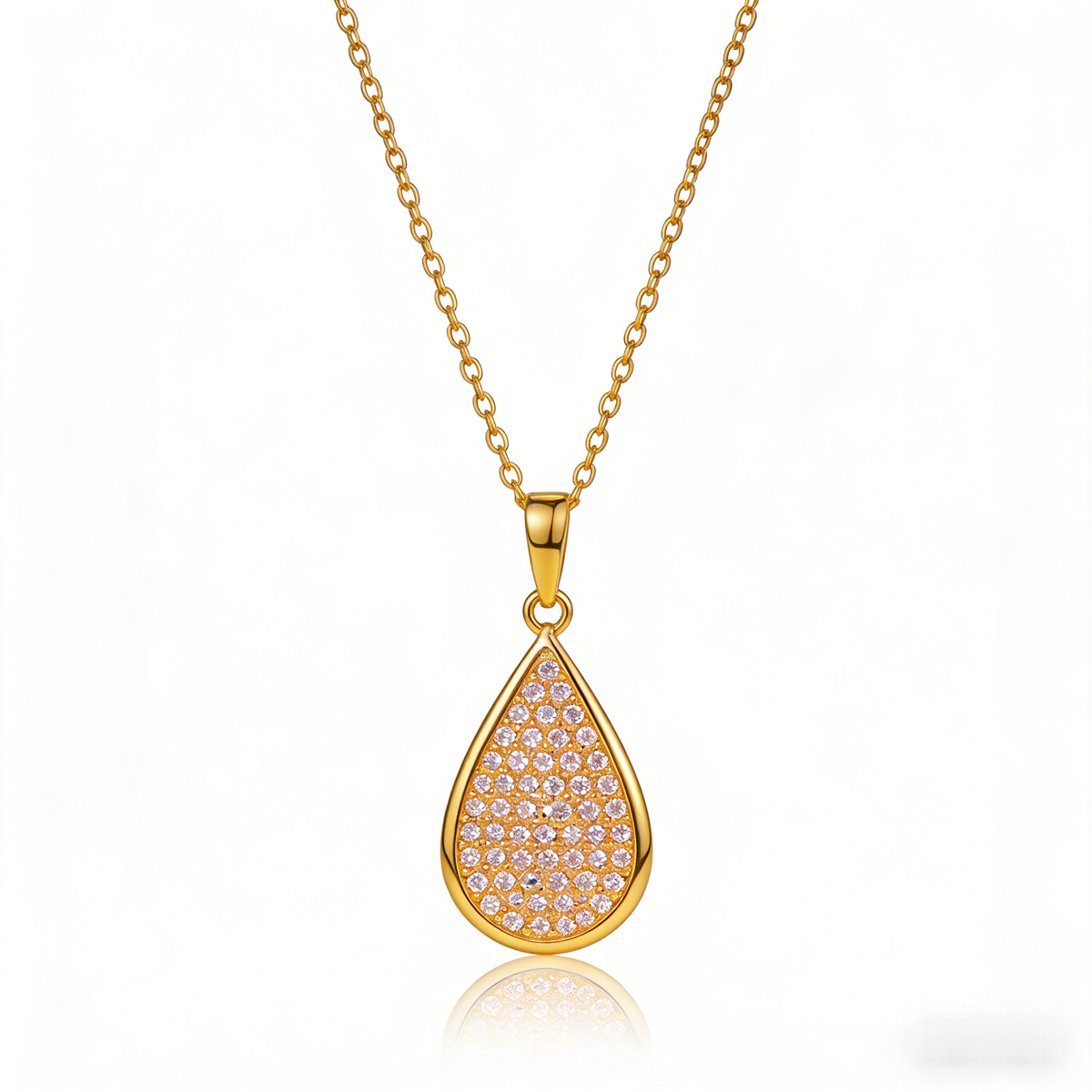 ☀️ "Pave Diamond Teardrop Pendant" – Shimmering Pave Setting | Delicate Chain | Everyday Luxury ✨