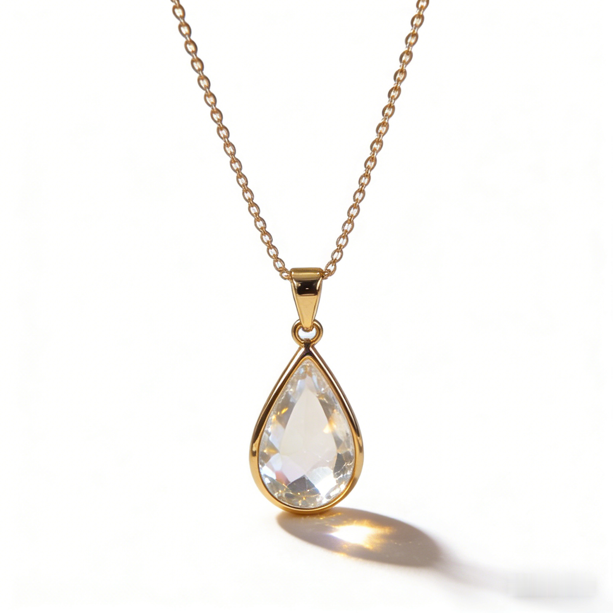 💧 "Solitaire Teardrop Crystal Necklace" – Delicate Chain | Single Clear Teardrop Crystal | Pure Elegance 🕊️